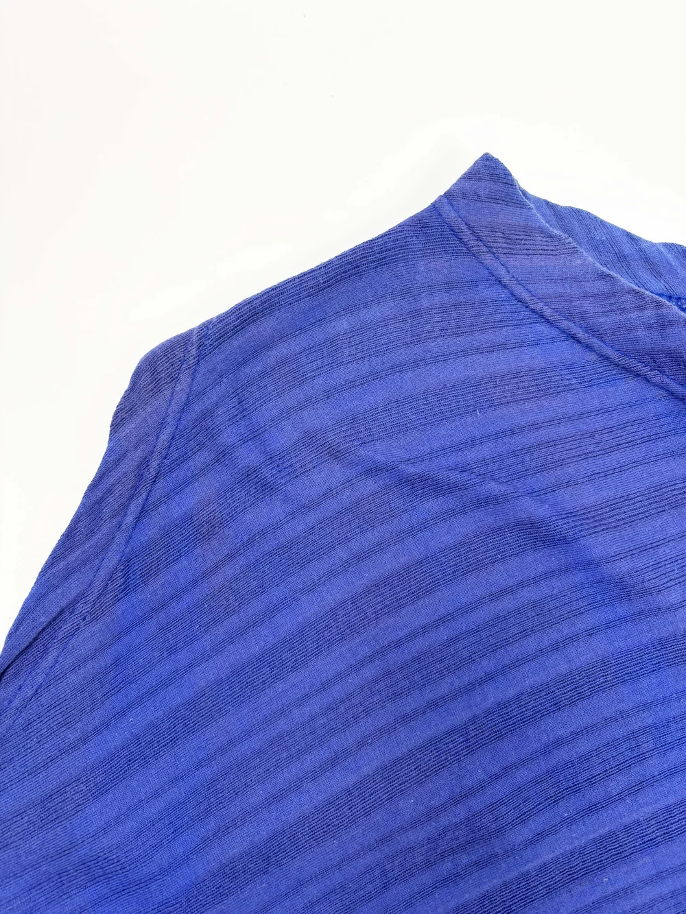 Issey Miyake 80s blue asymmetrical knit top — JAMES VELORIA